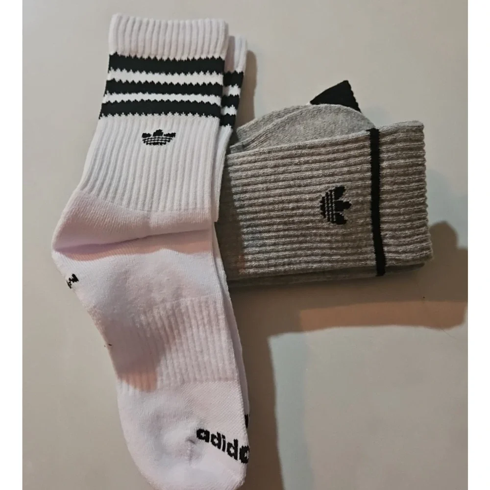 Adidas Solid Crew Sock 3pack White/Black Stripe Medium